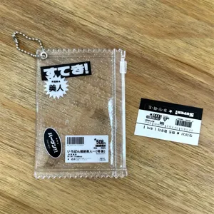 Transparent glitter PVC zipper pouch detail, perfect for storing 3-inch idol photocards.