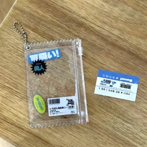Clear glitter candy pouch 3 inch idol photocards storage card sleeve zipper badge protector