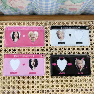 Cute K-pop Idol Photocard Holder Keychain Acrylic ID Card Protective Case Sweet Decor
