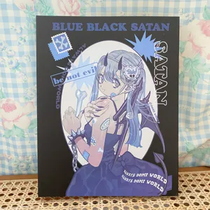 A5 ringband kaartenboek met schattige anime blauw haar meisje cover voor foto's en kaarten.