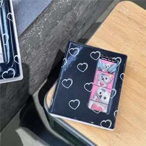 Black heart pattern photocard binder 3 inch polaroid photo album idol card storage holder