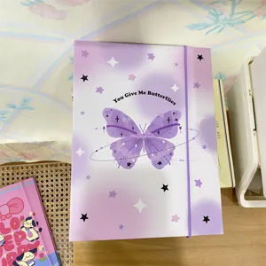 Album photo relié A5 papillon violet pour cartes 3 5 pouces collection kpop idol