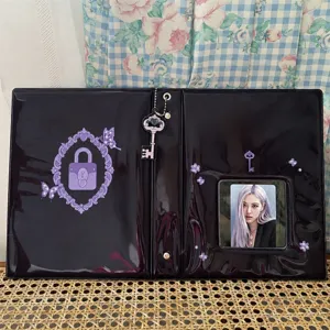 Dark purple A5 6-ring PVC photocard binder secret diary aesthetic K-pop card album holder