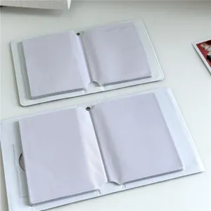 Album classeur blanc pour cartes photo Kpop et polaroids, poches transparentes, amovible.