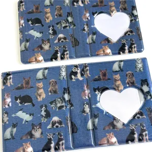 Détail de classeur photocard chat et chien en jean, motif mignon d'animal 3 pouces.