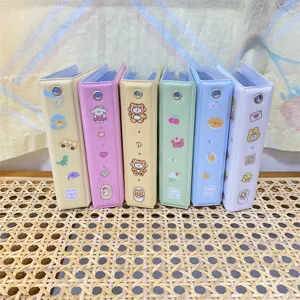 Mini classeur de cartes photo 3 pouces mignon, album de rangement K-pop pastel avec anneaux.
