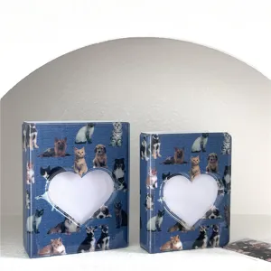 Mini album photo porte-cartes motif chats chiens en jean mignon vue en detail