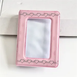Porte-cartes photo Polaroid rose en PVC de 3 pouces mini album photo chaîne de cœur mignon