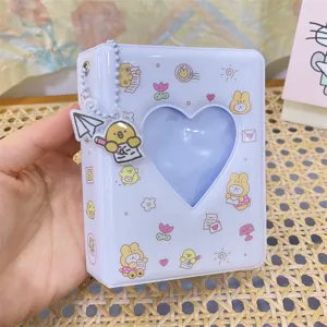 Mini album photo 3 pouces mignon avec découpe cœur, classeur photocard violet.