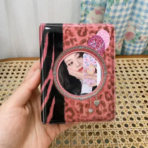 Y2K Retro Leopard Denim Polaroid Mini Photo Album Idol Photocard Storage Book PVC Portable Card Holder
