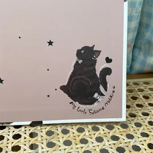 Leuke zwarte kat A5 6-ring band fotokaarthouder schattig opslagalbum kitten design verzamelboek