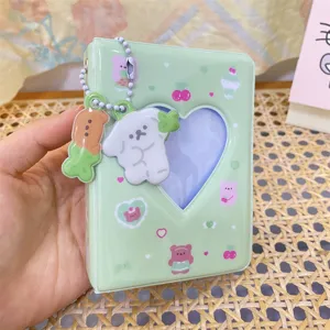 Mini classeur de photocard 3 pouces avec découpe en cœur et pendentif chien mignon.