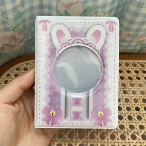 Korean style 3 inch mini photocard binder, cute rabbit ear idol photo album holder