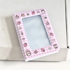 Mini album portafoto a quadri rosa da 3 pollici simpatico raccoglitore per fotokart