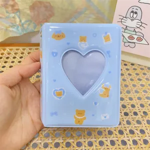 Mini album de photocarcartes 3 pouces mignon livre de rangement de cartes avec fenêtre cœur.