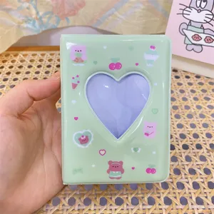 Mini classeur mignon de 3 pouces pour photocard avec fenêtre cœur motif ours cerise