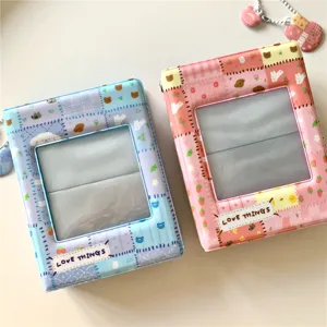 Ins Mignon Grille Patchwork Mini Album Photo Polaroïd Poches Support De Stockage Photocard Livre De Collection De Cartes d'Identité