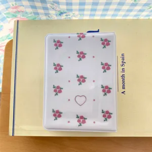 Album photo blanc de 3 pouces joli motif de roses roses mini classeur de cartes Kpop