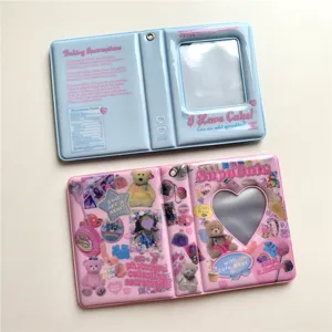 Joli mini album de cartes photo de 3 pouces, classeur kpop rose et bleu pour cartes polaroid.