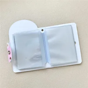 Mini album photo 3 pouces avec bouton-pression et poches transparentes pour cartes d'idole.