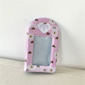 Mignon porte-photocarte rose en dentelle mini polaroid album photo pour cartes d'idoles rangement
