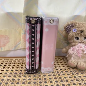 Süßes 3-Zoll Fotokarten Ringbuch Set mit Spitze und Herzmustern für K-Pop Idol Karten.