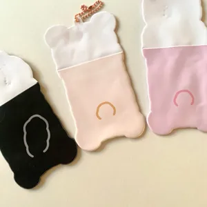 Cute bear photocard holder 3 inch id badge case transparent kpop photocard protector with chain