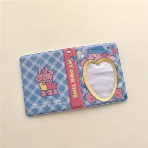 Cute 3-inch mini photo album with heart cutout, perfect for K-pop photocards and polaroids.