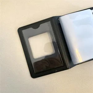 Black 3 inch photocard holder detail shot, mini card binder album inner page pocket display.