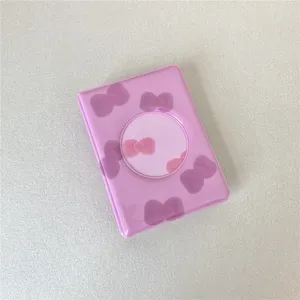 Mini album photo rose 3 pouces classeur de cartes kpop joli nœud livre de collection
