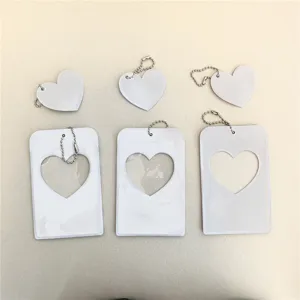 Heart shaped photocard holder set with ball chain for 3 inch polaroid kpop idol cards cute ID case