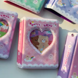 Mini album photo 3 pouces mignon avec cœur ours Kpop pochette de rangement cartes