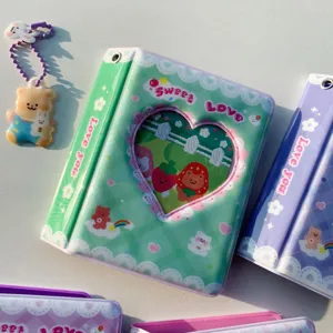 Mini classeur photocard 3 pouces album Kpop mignon cœur creux ours livre de stockage