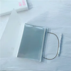 Translucent frosted binder sticker postcard storage book with elastic band and pen detail