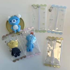 Bolsa de Muñeca de Caramelo de PVC Transparente Bolsa de Almacenamiento A Prueba De Polvo Con Cadena de Cuentas de Metal