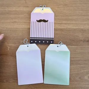 Matte PVC 3-inch photo card holder with mustache pattern and chain for idol photocards.