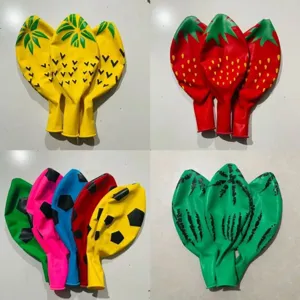 Thickened fruit shaped latex balloons set, strawberry watermelon pineapple party decor.