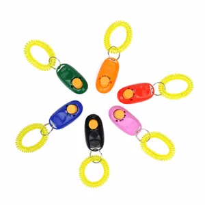 Clicco per addestramento animali colorato con cinturino giallo per educazione cani.