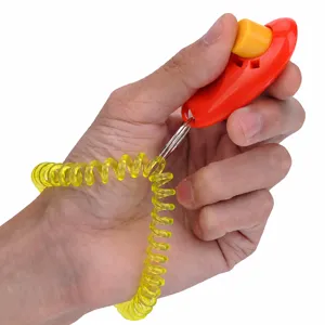 Clicker per addestramento animali domestici con cinturino per cani obbedienza.