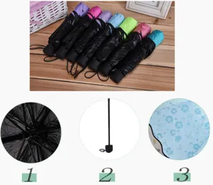 Ombrelle pliante mini et portable avec 8 baleines, protection UV et design coloré utile.