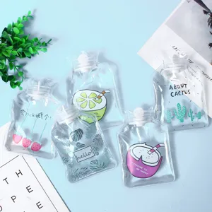 Transparent PVC hot water bag portable cute cartoon winter hand warmer water filling pouch