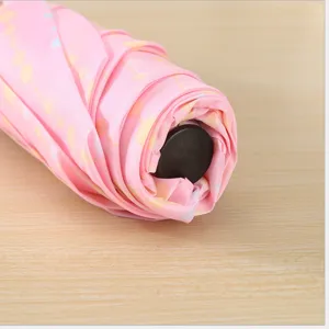 Paraguas plegable rosa con diseño bonito, mini paraguas portátil de sol y lluvia.