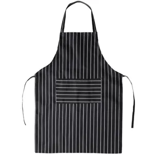 Black and white striped kitchen apron with pocket for cooking baking chef restaurant use