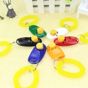 Clicker per addestramento animali domestici colorati con cinturino per cani obbedienza