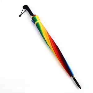 16 ribs rainbow umbrella straight long handle big gift umbrella colorful design.
