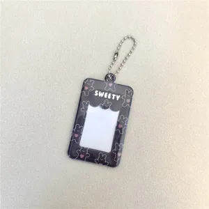 Cute cartoon rabbit 2 inch photo card holder keychain ID badge holder cute daily accessory