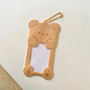 Cute bear 3-inch photocard holder Kpop idol photo sleeve school bus card protective case