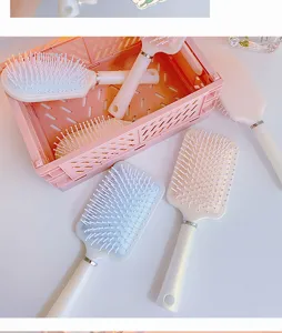 Bonito cepillo de pelo de cojín de aire coreano japonés rosa cepillo antiestático desenredante
