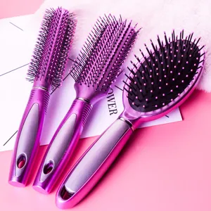 Gradient Purple Hair Massage Cushion Brush Set Anti-Static Rectangular Oval Roller Hair Styling Tools For Daily