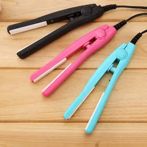 Mini Hair Straightener Ceramic Tourmaline Portable Travel Hair Iron Dual Use For Bangs Styling Tool Red Black Blue